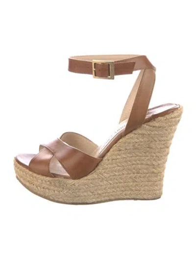 Pre-owned Jimmy Choo Leather Espadrilles In Neutral