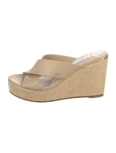 Pre-owned Jimmy Choo Leather Espadrilles In Neutral
