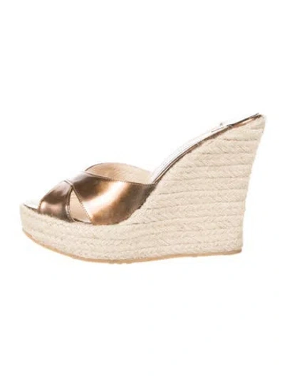 Pre-owned Jimmy Choo Leather Espadrilles In Neutral