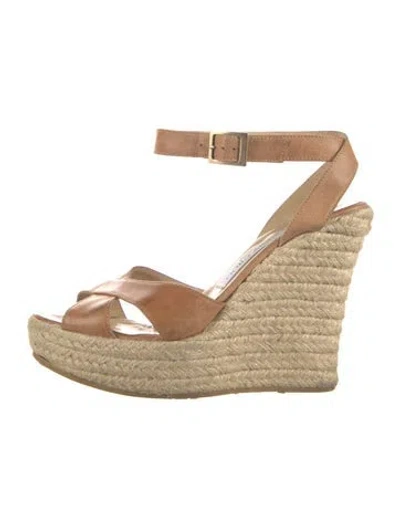 Pre-owned Jimmy Choo Leather Espadrilles In Neutrals