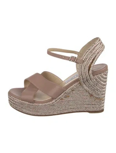 Pre-owned Jimmy Choo Leather Espadrilles In Neutrals