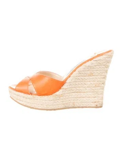 Pre-owned Jimmy Choo Leather Espadrilles In Orange