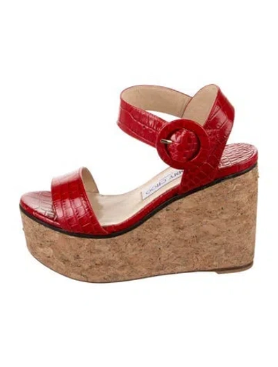 Pre-owned Jimmy Choo Leather Espadrilles In Red