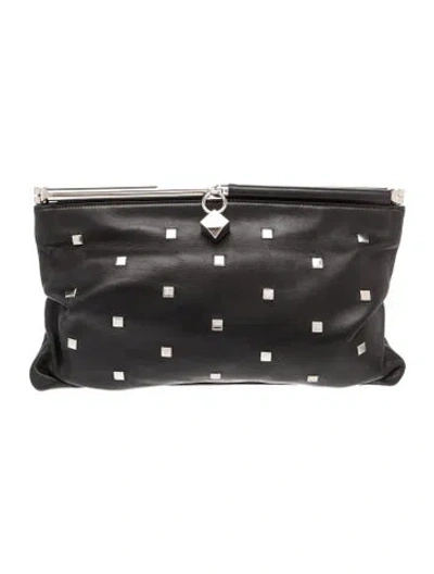 Pre-owned Jimmy Choo Leather Evening Bag In Black