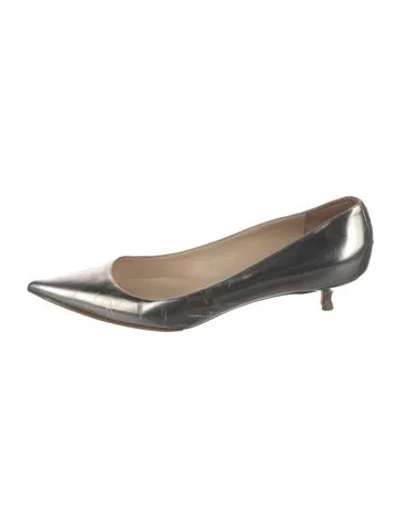 Pre-owned Jimmy Choo Leather Flats In Silver
