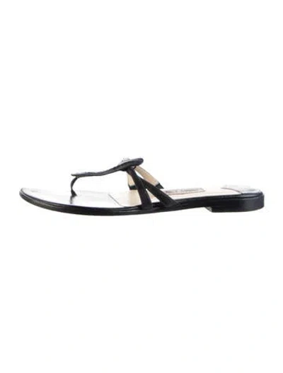 Pre-owned Jimmy Choo Leather Flip Flops In Black