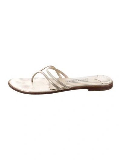 Pre-owned Jimmy Choo Leather Flip Flops In Gold