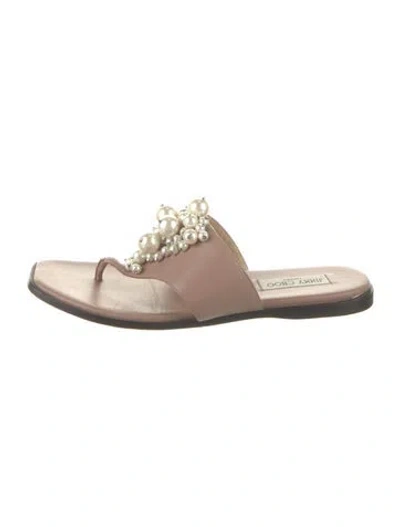 Pre-owned Jimmy Choo Leather Flip Flops In Neutrals