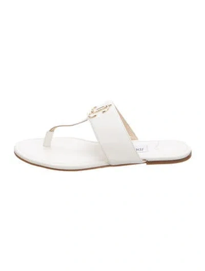 Pre-owned Jimmy Choo Leather Flip Flops In White