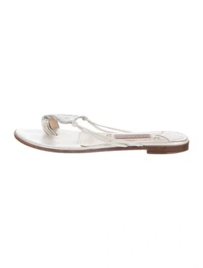 Pre-owned Jimmy Choo Leather Flip Flops In White