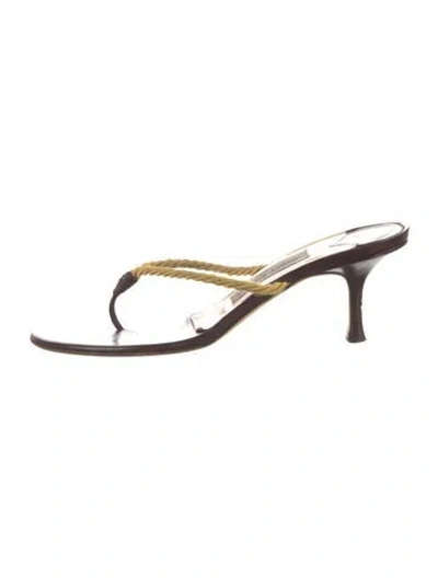 Pre-owned Jimmy Choo Leather Flip Flops In Yellow