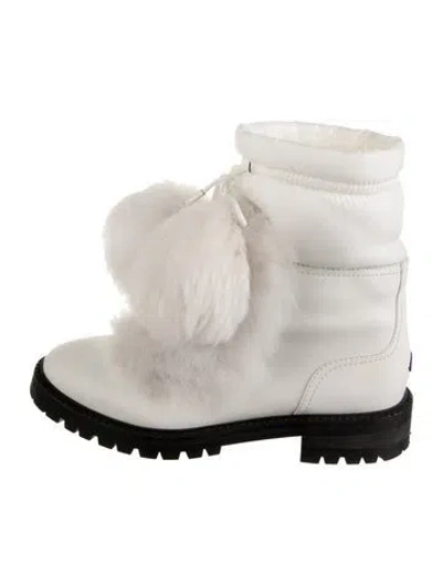 Pre-owned Jimmy Choo Leather Fur Trim Boots In Neutral