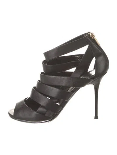 Pre-owned Jimmy Choo Leather Gladiator Sandals In Black