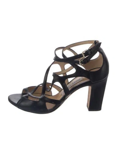 Pre-owned Jimmy Choo Leather Gladiator Sandals In Black