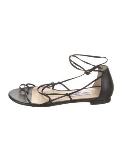 Pre-owned Jimmy Choo Leather Gladiator Sandals In Black