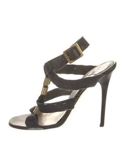 Pre-owned Jimmy Choo Leather Gladiator Sandals In Black
