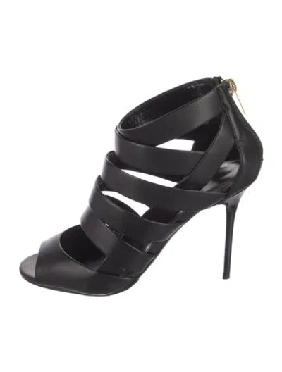 Pre-owned Jimmy Choo Leather Gladiator Sandals In Black