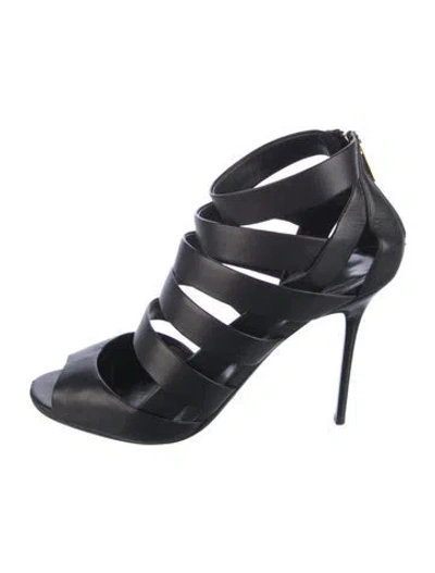 Pre-owned Jimmy Choo Leather Gladiator Sandals In Black