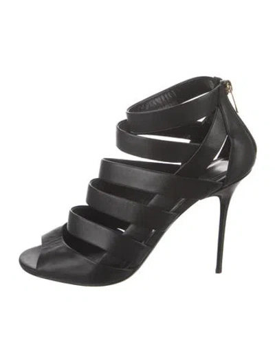 Pre-owned Jimmy Choo Leather Gladiator Sandals In Black