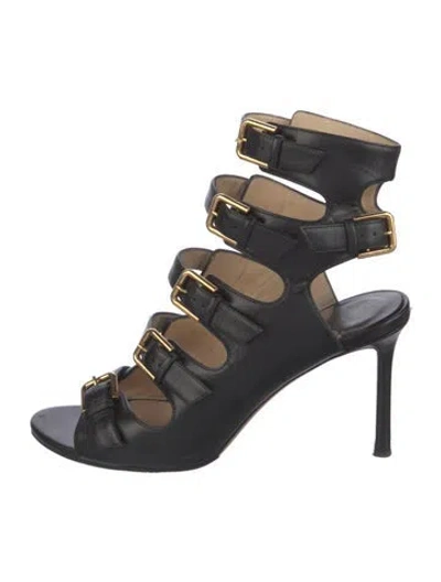 Pre-owned Jimmy Choo Leather Gladiator Sandals In Black