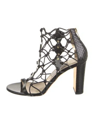 Pre-owned Jimmy Choo Leather Gladiator Sandals In Black