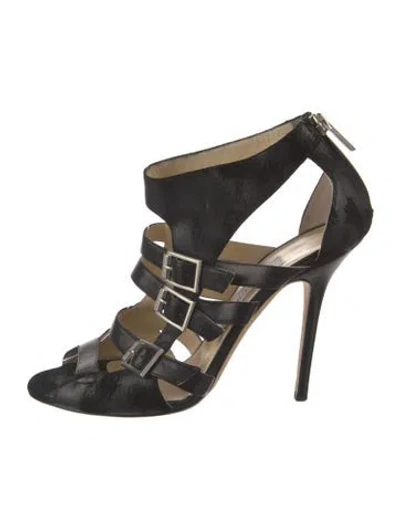 Pre-owned Jimmy Choo Leather Gladiator Sandals In Black