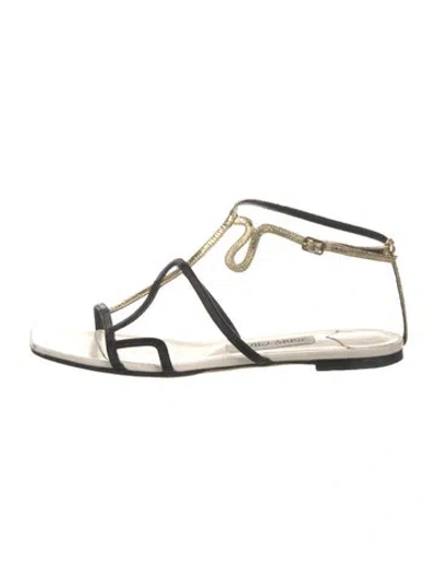 Pre-owned Jimmy Choo Leather Gladiator Sandals In Black