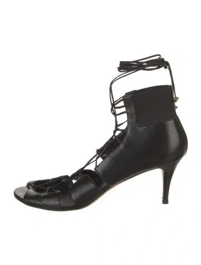 Pre-owned Jimmy Choo Leather Gladiator Sandals In Black