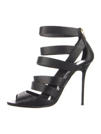Pre-owned Jimmy Choo Leather Gladiator Sandals In Black