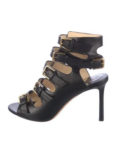Pre-owned Jimmy Choo Leather Gladiator Sandals In Black