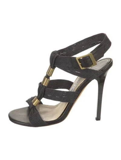 Pre-owned Jimmy Choo Leather Gladiator Sandals In Black