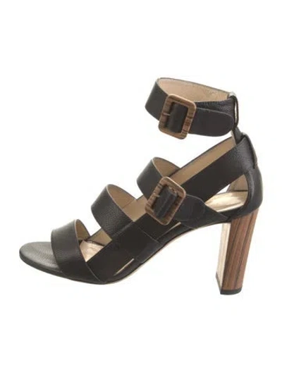Pre-owned Jimmy Choo Leather Gladiator Sandals In Black