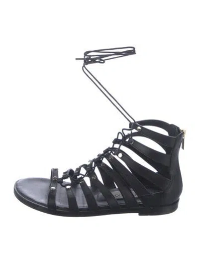 Pre-owned Jimmy Choo Leather Gladiator Sandals In Black