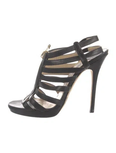 Pre-owned Jimmy Choo Leather Gladiator Sandals In Black