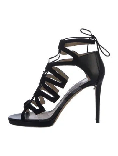 Pre-owned Jimmy Choo Leather Gladiator Sandals In Black