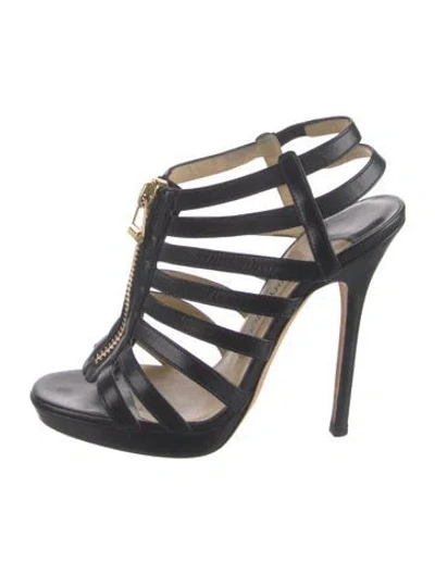Pre-owned Jimmy Choo Leather Gladiator Sandals In Black