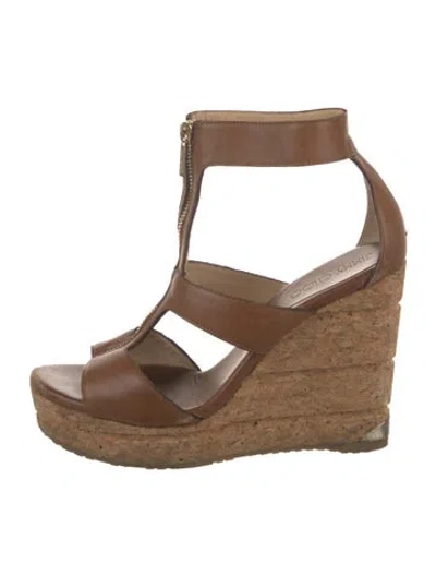 Pre-owned Jimmy Choo Leather Gladiator Sandals In Brown