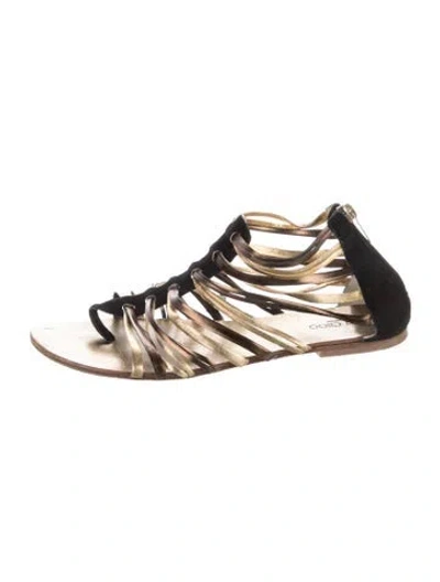 Pre-owned Jimmy Choo Leather Gladiator Sandals In Gold/metallic