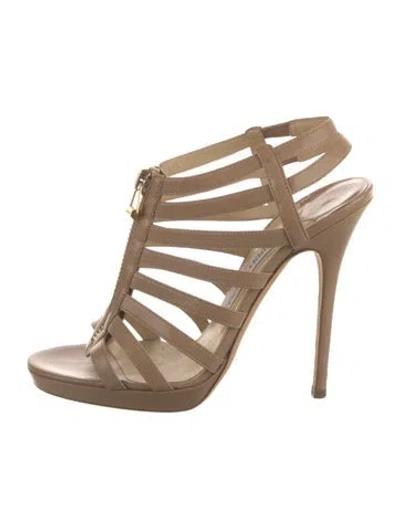 Pre-owned Jimmy Choo Leather Gladiator Sandals In Neutral