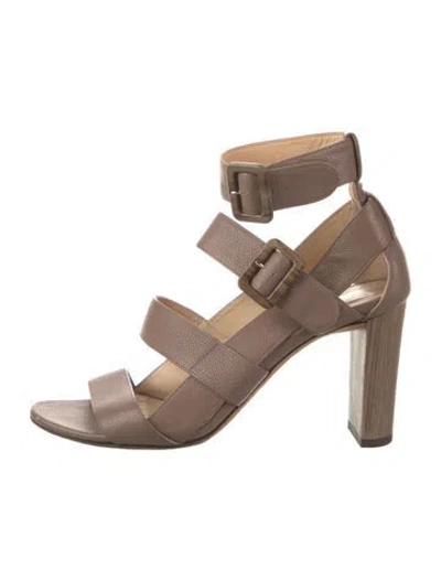 Pre-owned Jimmy Choo Leather Gladiator Sandals In Neutral