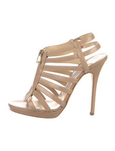 Pre-owned Jimmy Choo Leather Gladiator Sandals In Neutral