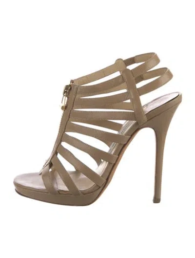Pre-owned Jimmy Choo Leather Gladiator Sandals In Neutrals