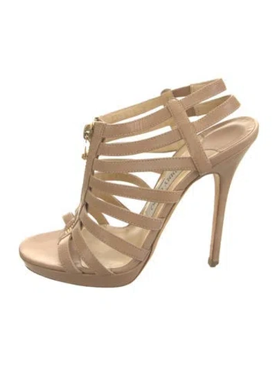 Pre-owned Jimmy Choo Leather Gladiator Sandals In Neutrals