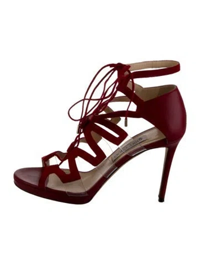 Pre-owned Jimmy Choo Leather Gladiator Sandals In Red
