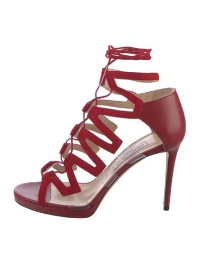 Pre-owned Jimmy Choo Leather Gladiator Sandals In Red