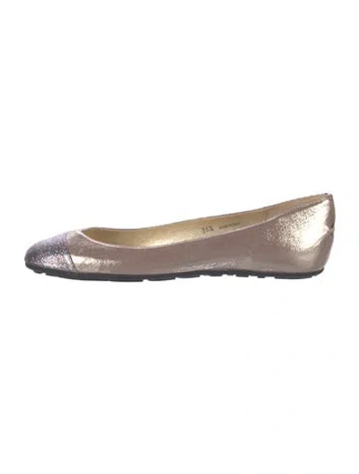 Pre-owned Jimmy Choo Leather Glitter Accents Ballet Flats