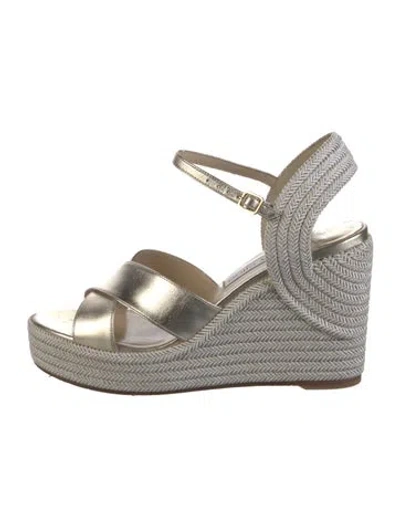 Pre-owned Jimmy Choo Leather Glitter Accents Espadrilles
