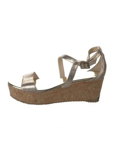 Pre-owned Jimmy Choo Leather Glitter Accents Espadrilles