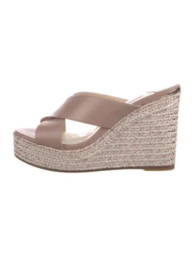 Pre-owned Jimmy Choo Leather Glitter Accents Espadrilles In Pink
