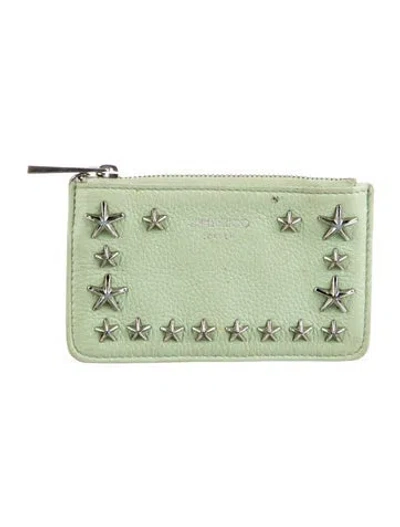 Pre-owned Jimmy Choo Leather Graphic Print Card Holder In Green